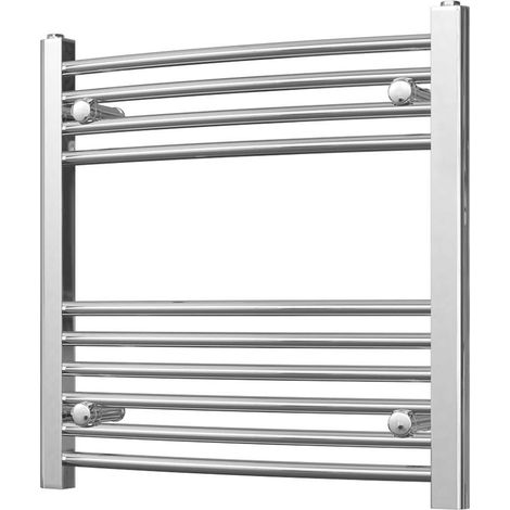 Zennor - Chrome Heated Towel Rail - H600mm x W600mm - Curved (1/3)