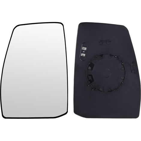 Verre de Rétroviseur Gauche Compatible avec Transit Tourneo Custom 2012-2022 Glace Retroviseur Exterieur avec Chauffant et Plaque de Support