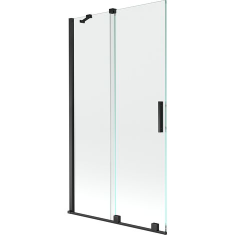Mexen Velar paratia per vasca da bagno a 2 ante scorrevoli 100 x 150 cm, trasparente, nero - 896-100-000-01-70