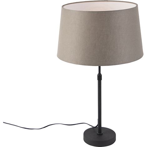 Table Lamp Black with Linen Lampshade Taupe 35 cm Adjustable - Parte