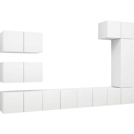 Maison Exclusive - 8-tlg. TV-Schrank-Set Weiß Holzwerkstoff (1/5)