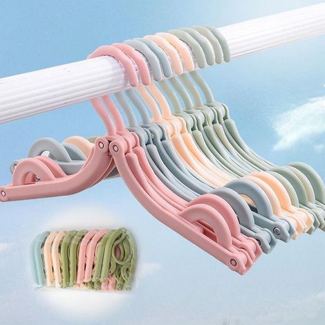 Lot de 10 cintres pliables et portables, étendoirs à linge pliables, adaptés aux voyages et à la maison, en plastique épais