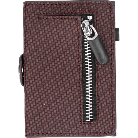 Porte-cartes de visite portable, étui à cartes de crédit de voyage, organiseur pour hommes et femmes, fibre de carbone café x-65 (1/5)