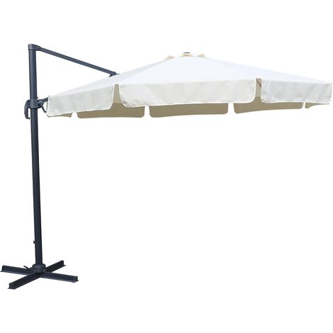 GARDENIA Ombrellone paxos Ø 3,50 mt, con flap colore ecru, palo in alluminio, 8 stecche, copertura in poliestere 200 gr con protezione uv30+, base rotante 360°"