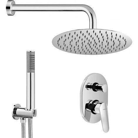 Set doccia cromato Nobili Hof con soffione tondo 25 cm, kit doccia e miscelatore (1/5)