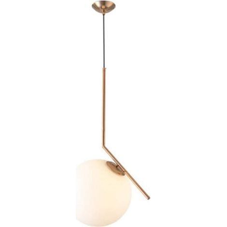 TAISHENGDA-Moderne Salon, Luminaire Suspension Circulaire, Abat-Jour en Verre et Support en Métal, E27 Laiton Suspension Luminaire pour le Salon Chambre à Coucher Restaurant, Ampoule Non Incluse, 20CM (1/5)