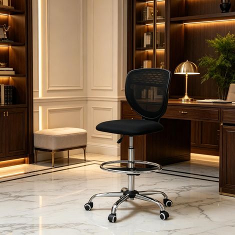 Fauteuil de bureau ergonomique en filet en mesh, réglable en hauteur, avec repose-pieds extensible pour le bureau et la maison (uniquement avec 1 fauteuil de bureau) (1/5)
