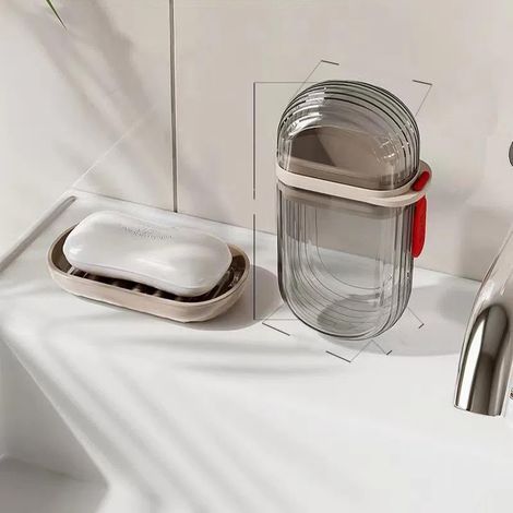 Jabonera, jabonera de viaje, caja para guardar jabón, tapa portátil, jabonera sellada, transporte de viaje (1/5)