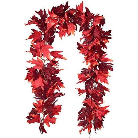 Guirlande Feuille D'érable - 5,9 Pieds - Décoration Automnale Artificielle - Pour Intérieur Extérieur - Lot De 2 (1/5)