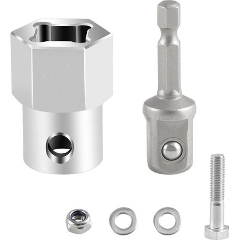Adaptateur de perceuse sans fil avec manivelle de cric de remorque à enroulement supérieur en acier inoxydable amélioré et embout adaptateur de douille de 1/2 pouce (1/5)