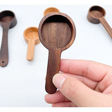 Cuillère à café, grande cuillère, cuillère pour moulin à café, mesure de café moulu ou de thé, soupe (bois de noyer 3,86 pouces). (1/4)