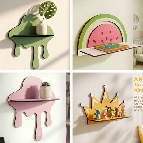 Étagère murale flottante en 4 parties, étagère décorative, rangement et présentation créatives, dimensions 30 x 25 cm (1/5)