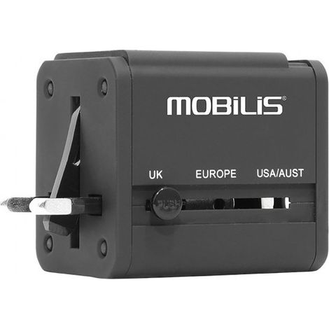 Adaptador de viaje mobilis 001243 doble puerto USB 100-240V