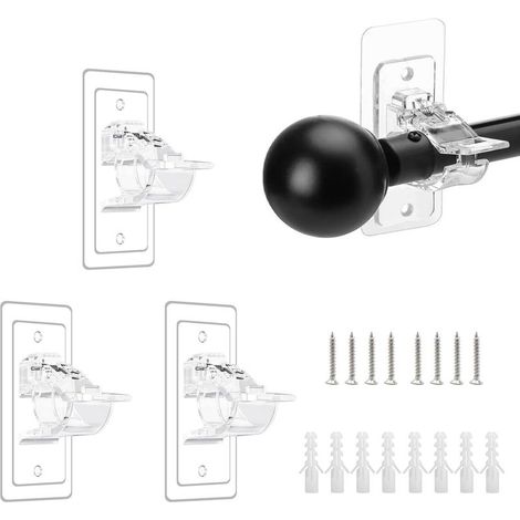 4 Pièces Support Tringle Rideau Fixation Murale Installation Adhésive Ou À Vis Pour Cuisine Salle De Bain Transparent Diamètre 3cm (1/5)