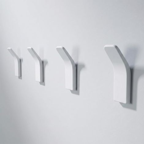 Patère Salle de Bain sans Perçage - Crochets Adhésifs Muraux en Métal, Porte Manteau Mural Adhésif, Accroche Serviette Mural au Design Minimaliste, Lot de 4 (Blanc) (1/5)