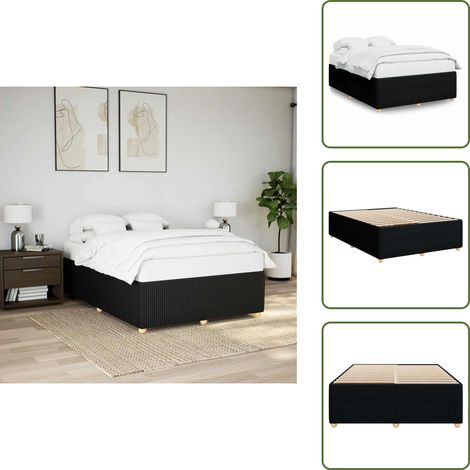 Letto in tessuto - vidaXL Giroletto senza Materasso Nero 140x200 cm in Tessuto - Letto con piedi in legno