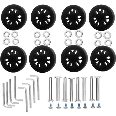 Kit de Remplacement de Roues de Bagage 8 Pièces, Diamètre 2 Pouces/50 mm D'Épaisseur 0,47 Pouces/12 Mm, Roulette Muette en Caoutchouc Résistant, Valise de Remplacement A (1/5)