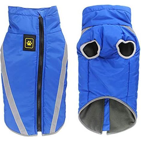 Veste Hiver Chien - Imperméable Polyester - Doublure Polaire - Bande Réfléchissante Élargie - Pour Chiens Moyens et Grands - 1 Pièce (1/5)