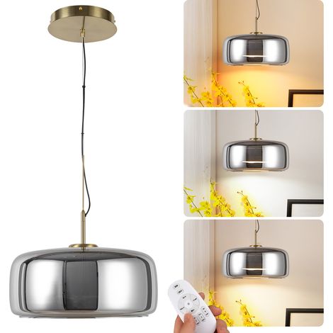 Lámpara colgante LED Ø38cm 25W regulable cristal gris (1/5)