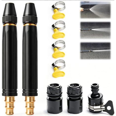 Pistolet haute pression tuyau arrosage pression réglable rinçage plantes terrasse joints caoutchouc métal (1/5)