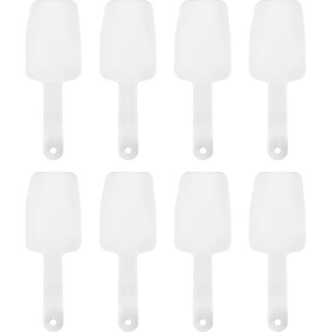 Set di 8 mini cucchiai/raschietti in plastica PP, adatti all'uso in cucina, per alimenti, frutta secca, farina, dolci, ecc. (1/5)