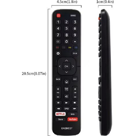 Télécommande pour téléviseur compatible Hisense EN2BC27 EN2BC27D EN2BD27H de remplacement (1/3)