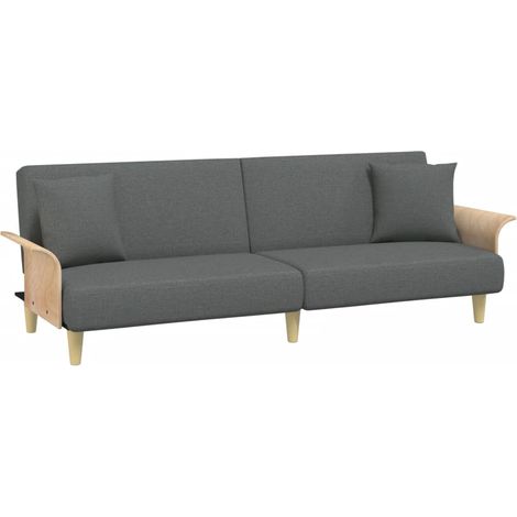 Divano letto con braccioli 224 x 89 x 70 cm tessuto grigio scuro 020019251