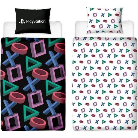 Set di biancheria da letto reversibile - PLAYSTATION - Microfibra - 1 copripiumino 140 x 200 cm + 1 federa 63 x 63 cm (1/5)