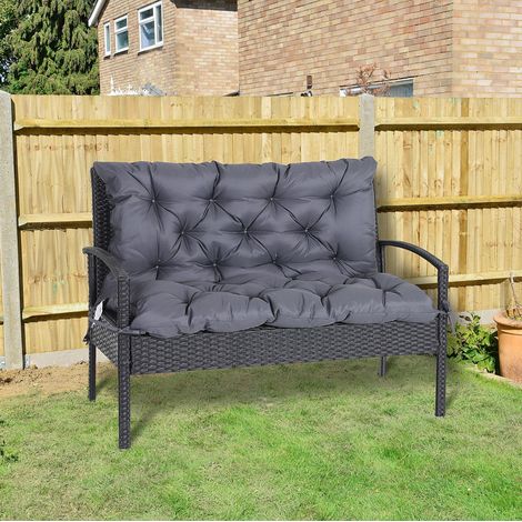 CHICFURN Cojín para banco de jardín 100 x 98 x 8 cm gris oscuro, respaldo y sujeción estable (1/5)