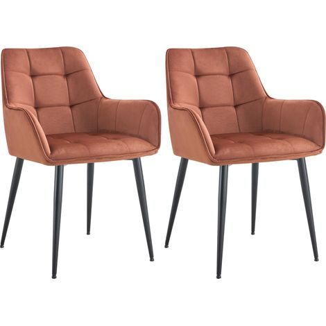 2er Set Esszimmerstuhl Ferndale Samt braun