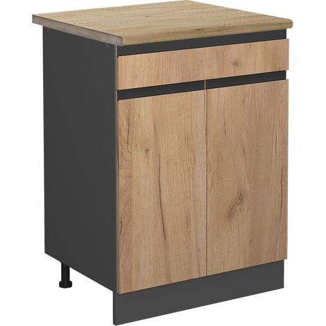 Küchenunterschrank R-Line, Goldkraft Eiche, 60 cm , AP Eiche, Vicco