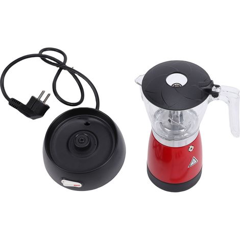 Cafetière électrique cubaine Cafetière italienne portable 300ml 6 tasses en alliage d'aluminium rouge avec base détachable (1/5)