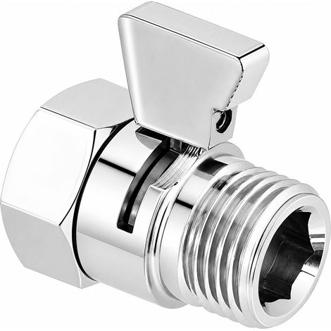 Vanne d'arrêt Pommeau de Douche 1/2, Vanne d'Arrêt 1/2 Pouce pour Robinet Douchette et Bras de Douche, Stop douches Flexible Économiseur d'Eau Valve de Contrôle (1/5)