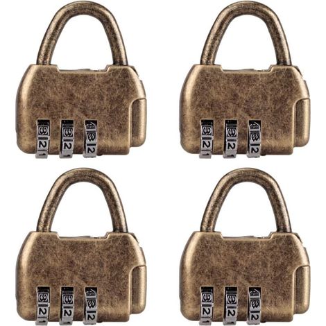 Lot de 4 mini cadenas à combinaison rétro pour journal intime, bagages, cadenas à code vintage (1/4)