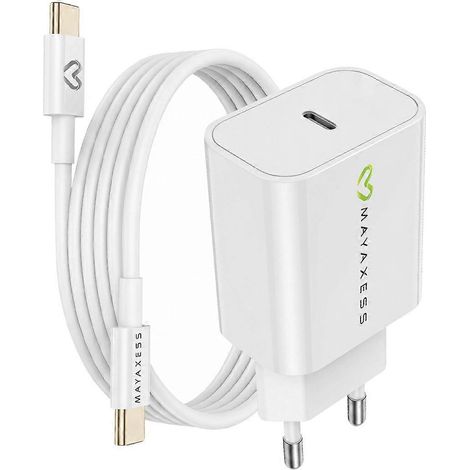 Chargeur Sector 20W compatible avec iOS 16 Pro + câble de données USB-C de 1 mètre, blanc. (1/5)