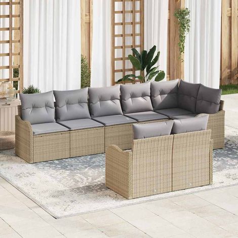 Gartensofa-set 8 pcs Beige Poly-Rattan