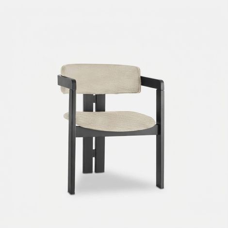 Silla de madera con reposabrazos y asiento de lino Thaloth - Negro (1/4)