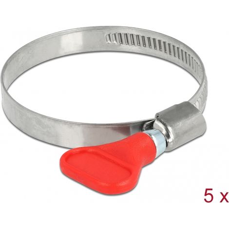 Delock Abrazadera de manguera de mariposa de acero inoxidable 400 SS 40 - 60 mm 5 piezas rojo