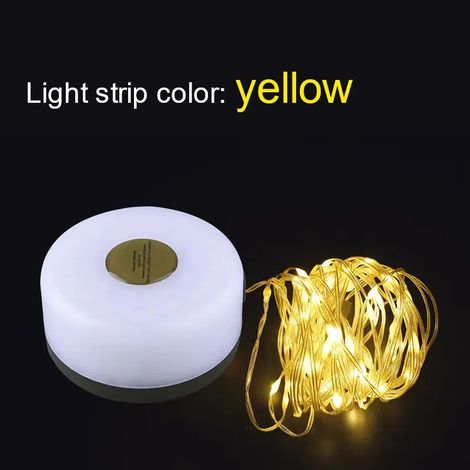 Guirlande lumineuse LED (lumière jaune) - Lampe de camping portable - 1800 mAh - Rechargeable - 8 m - Décoration d'ambiance extérieure