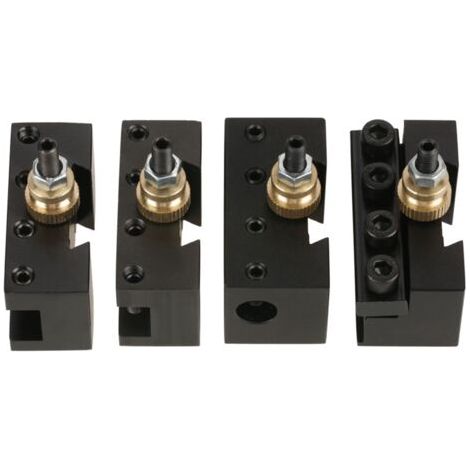 Kit de 4 porte-outils à changement rapide pour mini-tour, comprenant un porte-outil pour alésage, tournage et dressage.