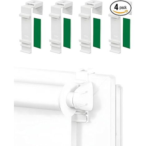 Juego de 4 soportes largos para persianas enrollables dobles, para fijación por clip y pinza, accesorios o piezas de repuesto sin taladrar para fijar a ventanas de PVC y puertas francesas (1/5)
