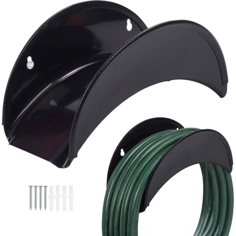 Supporti per tubo flessibile in ferro nero, set da 2 – Antiruggine, montaggio a parete (1/5)