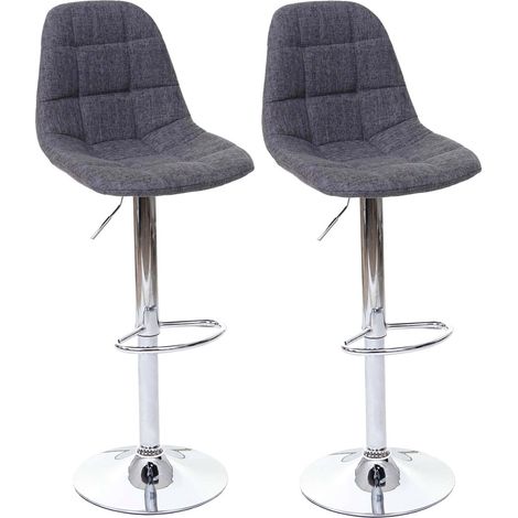 2x tabouret de bar HHG-356, chaise de bar / comptoir, gris, tissu