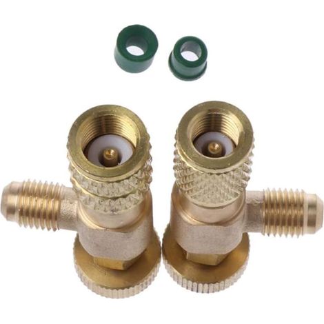 Lot de 2 adaptateurs de remplissage réfrigérant Valve de sécurité Coupleur rapide Climatiseur R410A R22