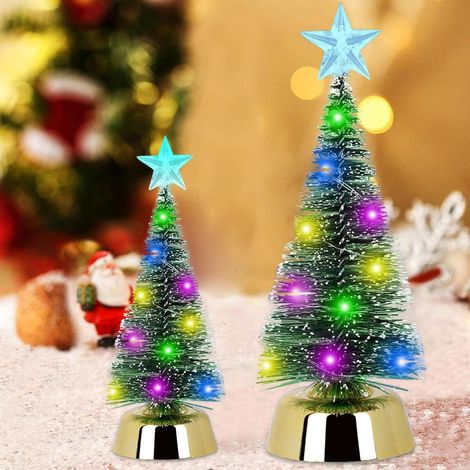Arbre de Noël LED Mini, 25 cm + 19 cm, Mini sapin de Noël artificiel, Sapin de Noël avec LED, Décoration de Noël, Petit sapin de Noël pour décoration de table (1/5)