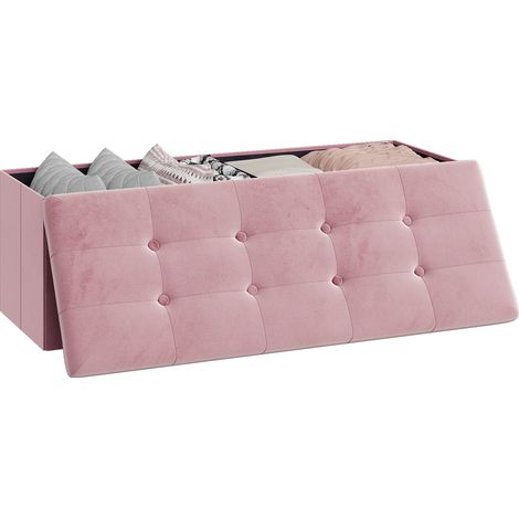 WOLTU Pouf Contenitore Pieghevole Cassapanca Scarpiera Poggiapiedi 110 cm Rosa
