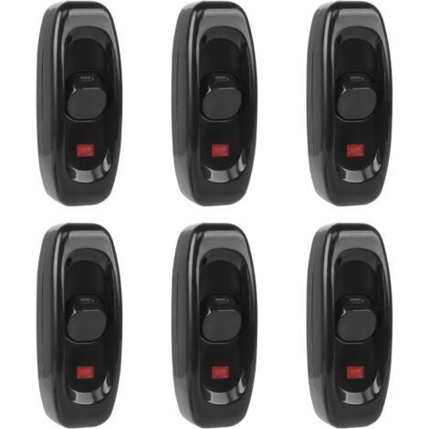 6 interruptores para lámparas, interruptores basculantes de 250 V y 10 A con cable en línea e indicador LED (negro) (1/4)