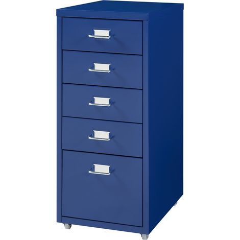 Mobiletto da ufficio mobile contenitore su ruote con 5 cassetti 69 x 28 x 41 cm blu 030009099