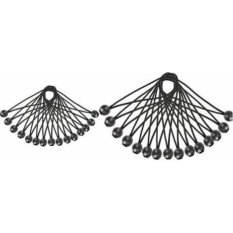 Lot de 30 tendeurs élastiques avec crochet à boule pour bâche de tente de camping, gazebo (noir, 150 mm et 200 mm) CHAM (1/5)