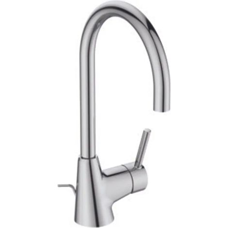 Ideal Standard Grifo de lavabo Ceraline, con caño alto, con vaciador, saliente 160mm, cromo, BC195AA